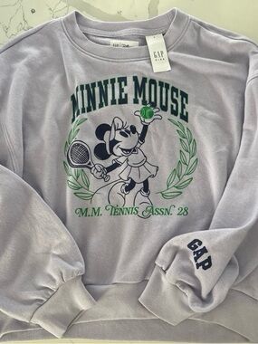 GAP Lavender Minnie Mouse Tennis Crewneck with Green & Navy Print girls L10